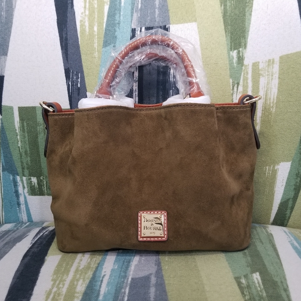 Dooney & Bourke Suede Mini Barlow Satchel In Olive Chic Purse Boho - Picture 7 of 13